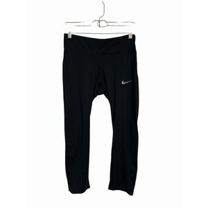 Nike Women Black Dri-FIT Running‎ Crop Leggings Athletic Workout Fitness Pants M